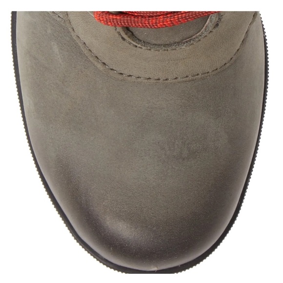 New! Sorel Lexie Wedge Lace Up Waterproof Leather Boot - Quarry w/red laces - Picture 8 of 10